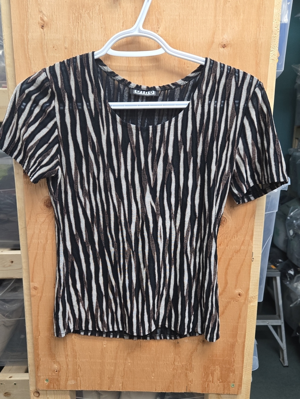 Dino Size XS Sheer Grey Brown and Black T-Shirt